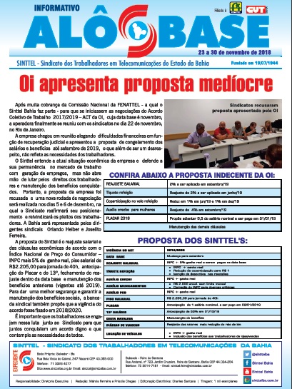 ACT da OI: empresa oferece proposta medÃ­ocre